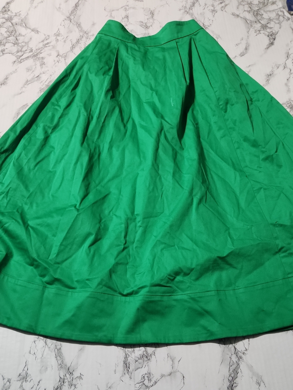 Boden Vibrant Green Cotton A-Line Midi Skirt